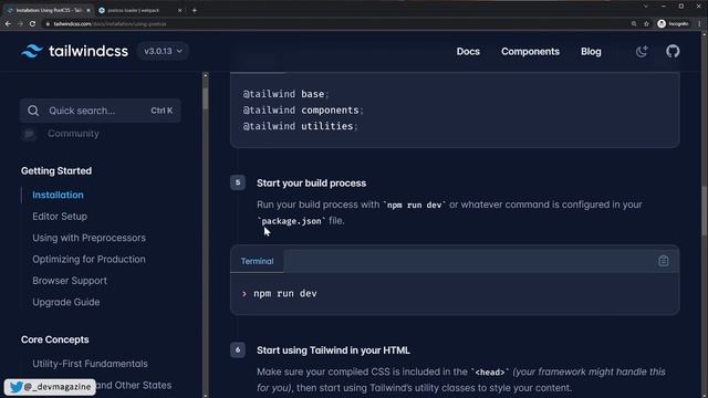 Варианты установки TailwindCSS
