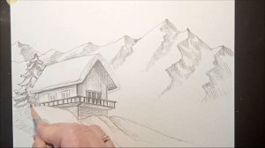How to draw a winter landscape / Pencil drawing // Как нарисовать зимний пейзаж карандашом
