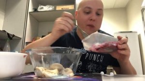 Вареники с картофелем и грибами чесночно луковый соус винегрет итинг АСМР eating ASMR