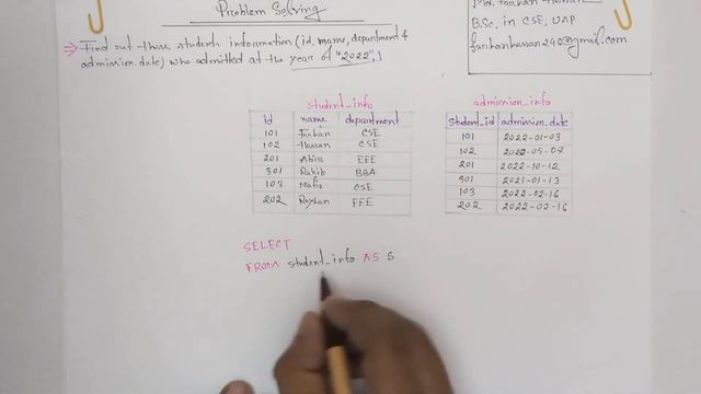 Lec: 86| Problem Solving with SQL 4 | Find out those students information who admitted at "2022"