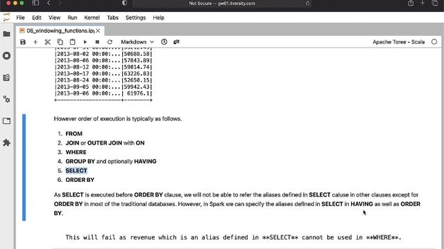 Data Engineering Spark SQL - Windowing Functions - Order of execution of SQL
