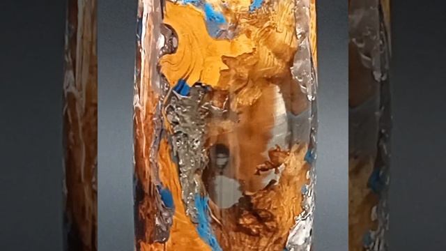 An Epoxy and Olive Wood Vase with Pewter Metal Accent and Cobalt Blue Inlay" смотреть онлайн