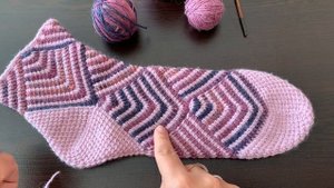 Tunisian crochet Socks // Носочки в стиле пэчворк тунисским крючком. Обзор и анонс платного МК.