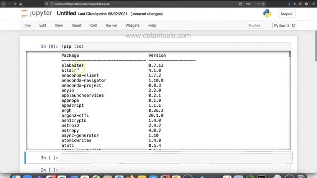 How to view the list of installed Python Packages with version in Jupyter Notebook using PIP Comman