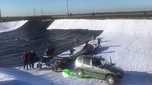 Строительство пожарного водоема из пленки Винилит