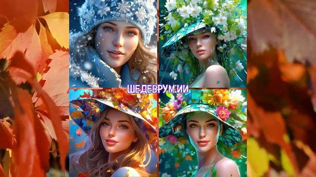 Поры года в образе красивых девушек #нейросетьрисует  #нейросеть #шедеврум