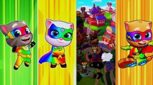 Talking Tom Hero Dash - Discover all the heroes -All Rainbow Heroes - Defeat All BOSSES