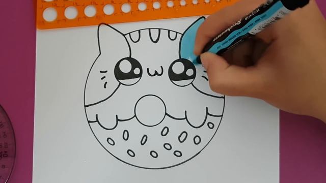 Drawing + Painting : How to Draw a Super CUTE Baby KITTEN DONUT - EASY DRAWING смотреть онлайн