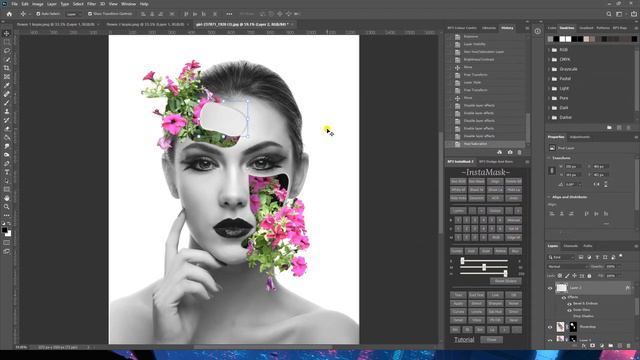 How to Put Flowers On a Face Fast Photoshop Tutorial - Flower Face Effect смотреть онлайн