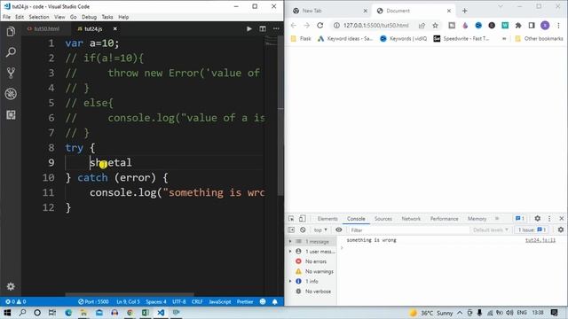 #70 *Javascript error handling* In Hindi | Step By Step Javascript Tutorial