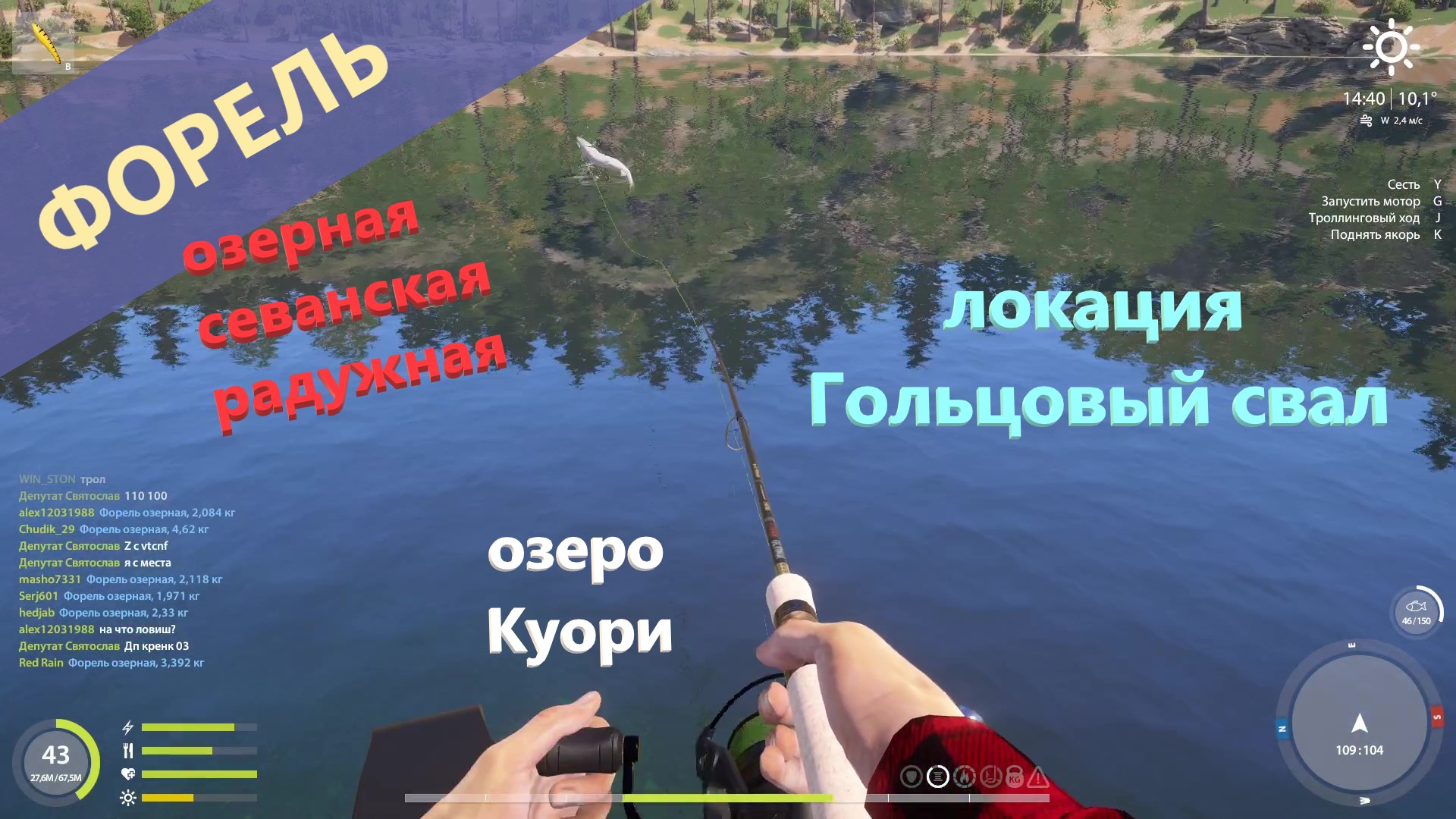 Русская рыбалка 4 - озеро Куори - Форель озерная, севанская и радужная на яме