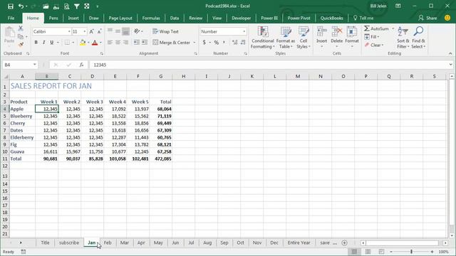 Excel - How To Get Sum From Multiple Sheets In Excel Using 3D Reference - Episode 1984