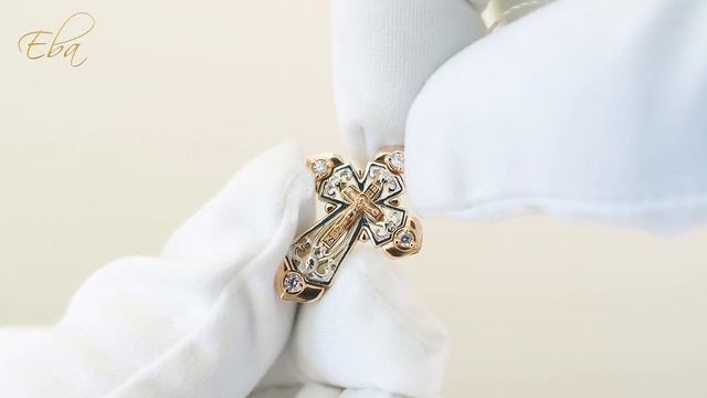 Распятие Христово. Золотой крестик с фианитами смотреть онлайн