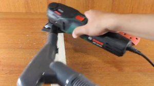 Реноватор Bosch PMF 350 CES - шлифование деревянного бруска