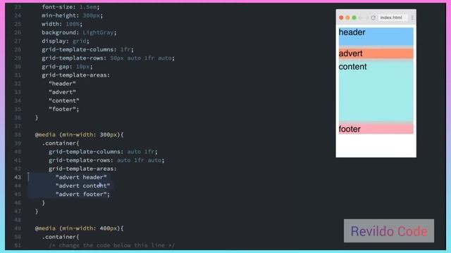 Use media queries to create responsive Layouts | CSS Full Course |#CSS | #revildo_code