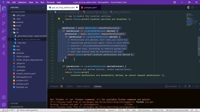 How to Get User Location Latitude & Longitude and convert into Address Flutter Tutorial in Hindi