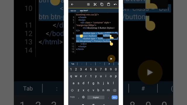 Bootstrap5 Button Style Class Using Flask #pydroid3  #flask #python #html #css #bootstrap5 #js