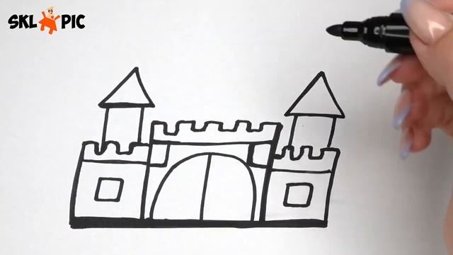 РАСКРАСКА Для Детей ЗАМОК. Как нарисовать ЗАМОК Для Детей. How to draw a Castle For Kids смотреть онлайн