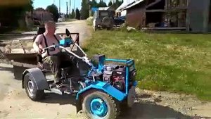 Мотоблок Нева МБ-1 и самодельный адаптер, Транспортировка сеновозки.