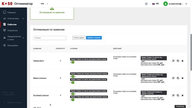 Обзор сервиса К50: Оптимизатор. Модуль Правила смотреть онлайн