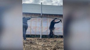 Забор из профнастила на винтовых сваях под ключ