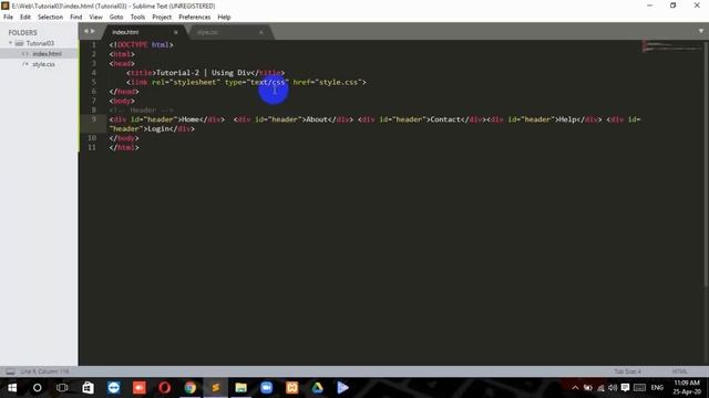 Tutorial 3 | Web Development | Using Div Id Creating a Startup Single Page | HTML+CSS