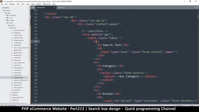#213 PHP Ecommerce website development | Search box design | MVC OOP - Quick programming