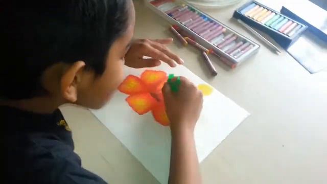Hibiscus flower painting - oil pastel painting by Hrithik смотреть онлайн