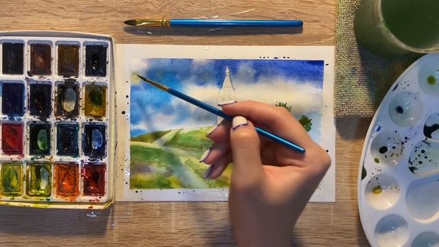 Как нарисовать Красноярск карандашом и акварелью начинающим | Рисунок для детей смотреть онлайн