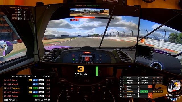 Симрейсинг Simracing на трипл скрине - Fanatec DD1 - гонка в Iracing NurburgRING GP