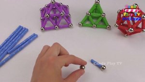 Учим название геометрических фигур и форм с магнитными шариками и палочками | Магнитный конструктор