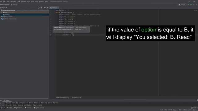 Python Tutorial : Create a simple menu