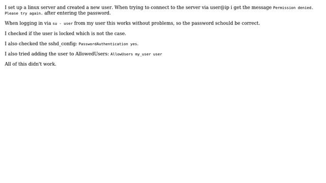 Linux - SSH - Permission denied. Please try again смотреть онлайн