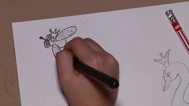 Детский рисунок лебедя из сказки о царе Салтане