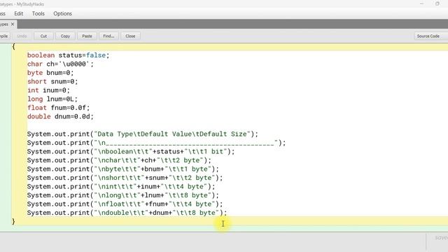 Understanding datatypes in java Lab: Lesson - 7 @MyStudyHacks51