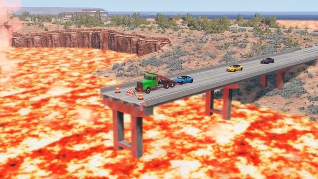 Beamng drive - машина против ямы с лавой