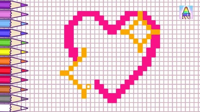 Pixel Art | Как нарисовать СЕРДЕЧКО по клеточкам | Рисунки по клеточкам | Coloring Kids