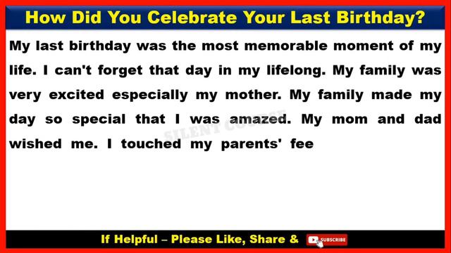 How Did You Celebrate Your Last Birthday | Interview Questions And Answers