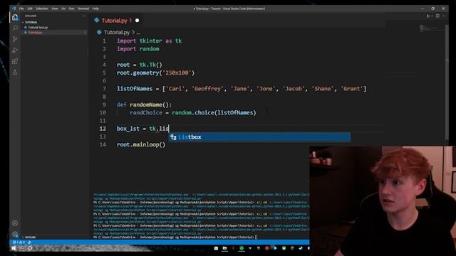 How to make random name generator in Python Tkinter