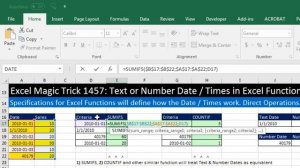 Excel Magic Trick 1457 Part 2: Regional Settings & Text or Number Date / Times in SUMIFS Function