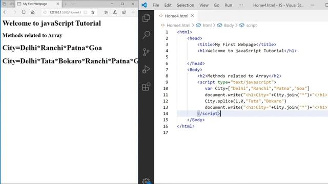 #20 JavaScript Tutorial in Hindi: Important Methods(Functions) of Array in JavaScript