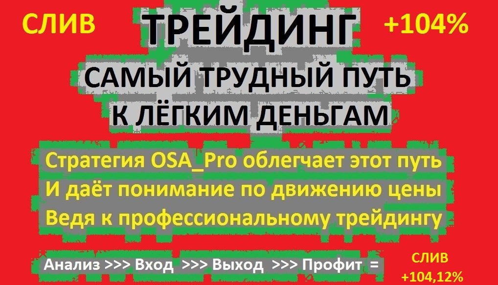 Стратегия OSA_Pro. Вып №6.Трейдинг Н4+М30. Слив и +104%.Трейдинг в удовольствие,с опытом и без.