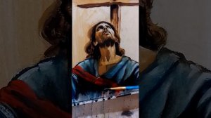 #shorts Иисус Христос | рисую портрет гуашью и цветными карандашами #арт #портрет #рисую #художник