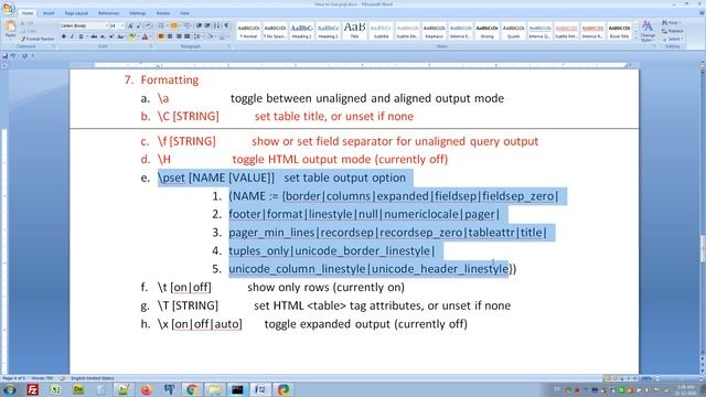 PostgreSQL psql - Formatting (PART 9 of 12) смотреть онлайн