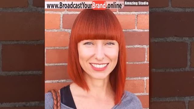 Red Asymmetrical Bob With Straight Bangs