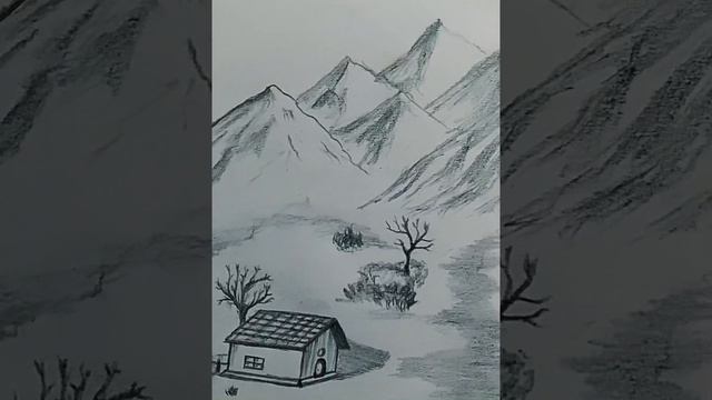 Within 10 minutes #drawing #easy #villagelife #art #mountains #trees #house #culture #naturallife