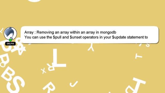 Array : Removing an array within an array in mongodb смотреть онлайн