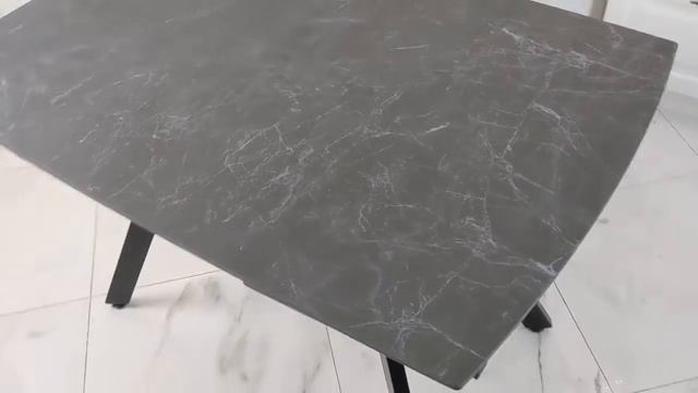 Обеденный стол цвета «Серый мрамор» на двух типах ножек смотреть онлайн