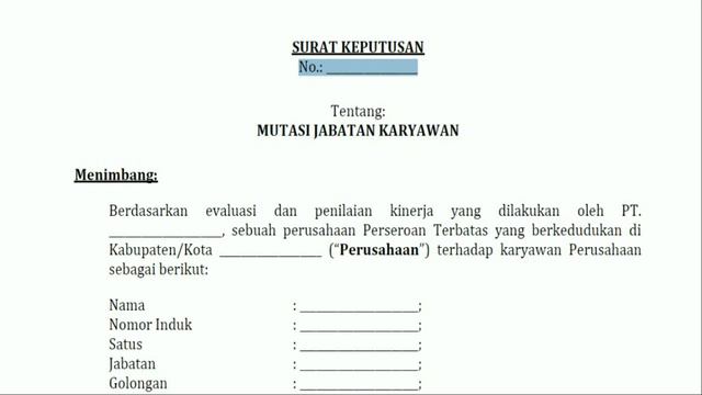 Surat Keputusan Mutasi Jabatan Karyawan смотреть видео онлайн от Pakaian Tersewakananananan