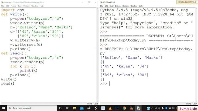 File Handling - CSV Files | Class 12 Computer Science with Python (Video 25)